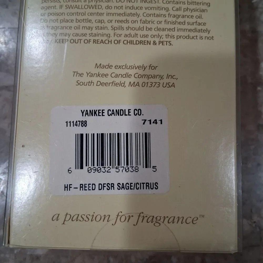New Yankee Candle Reed Diffuser – Sage & Citrus – 4 oz Home Fragrance Gift Set
